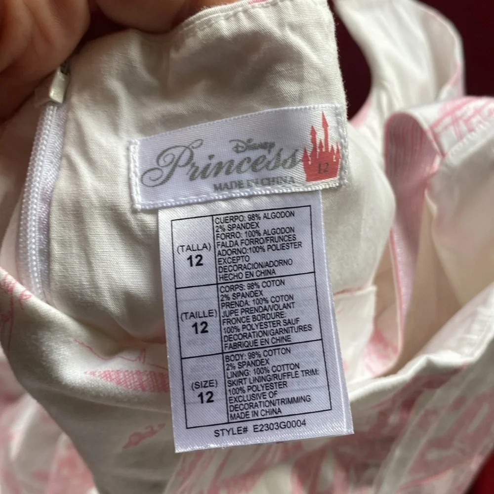 Disney Princess Girl’s Pink and White Toile Dress